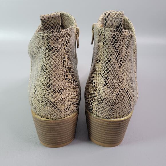 Corky's Boutique Port Womens Booties Size 8 Snakeskin Embossed Gold Side Zip - Picture 7 of 11